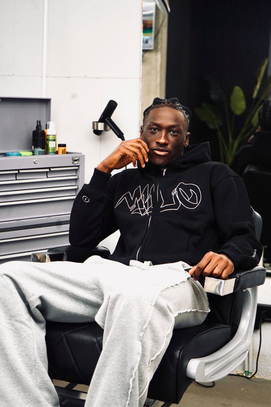 BLACK DUBBEL ZIP HOODIE